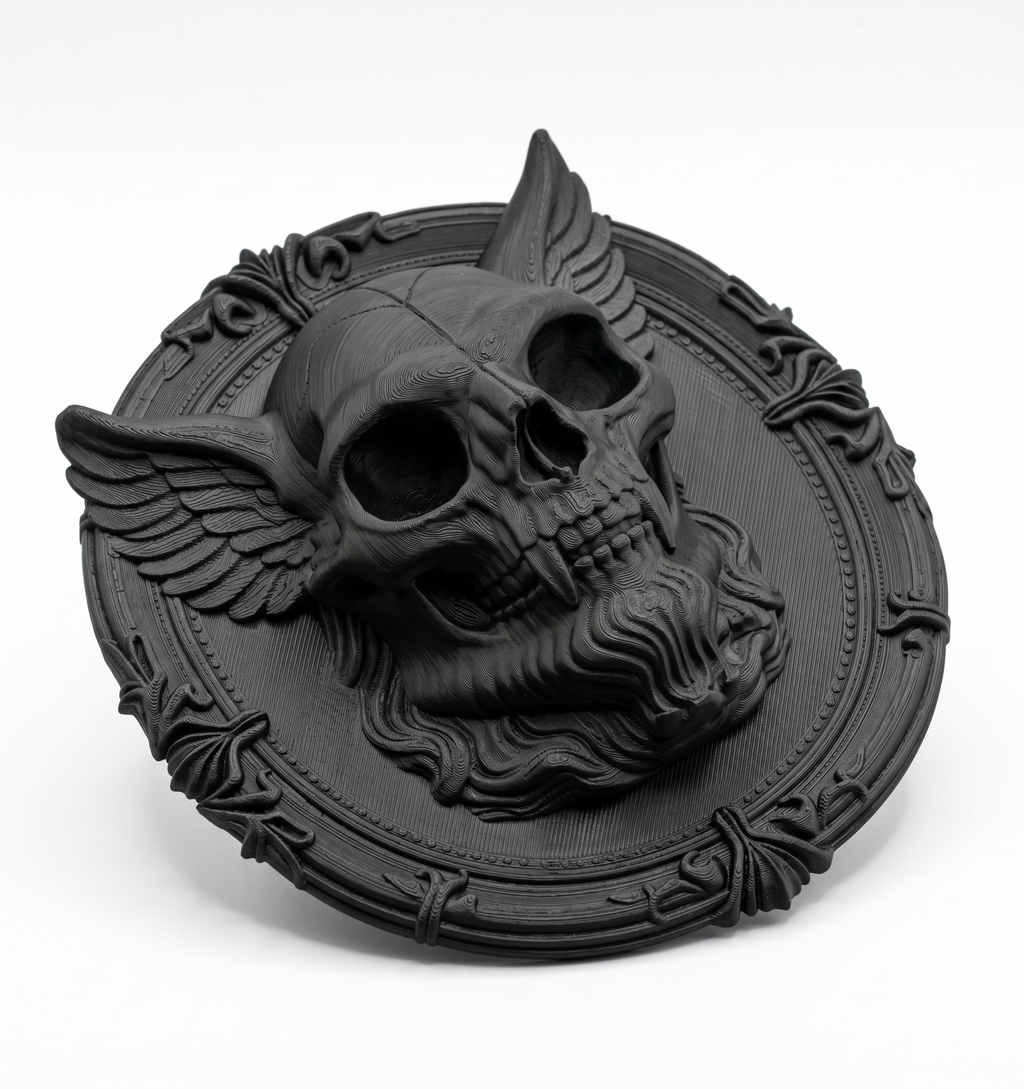 Vampiric Gargoyle Head Wall Plaque | Gothic Skull Wall Decor | Winged Demon Skull | 3D Printed Gothic Home Decor