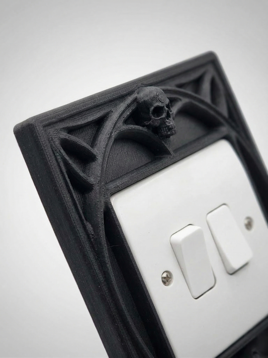Occult Gothic Light Switch Surround | Frame | 3D Printed Dark Academia Wall Art black silver