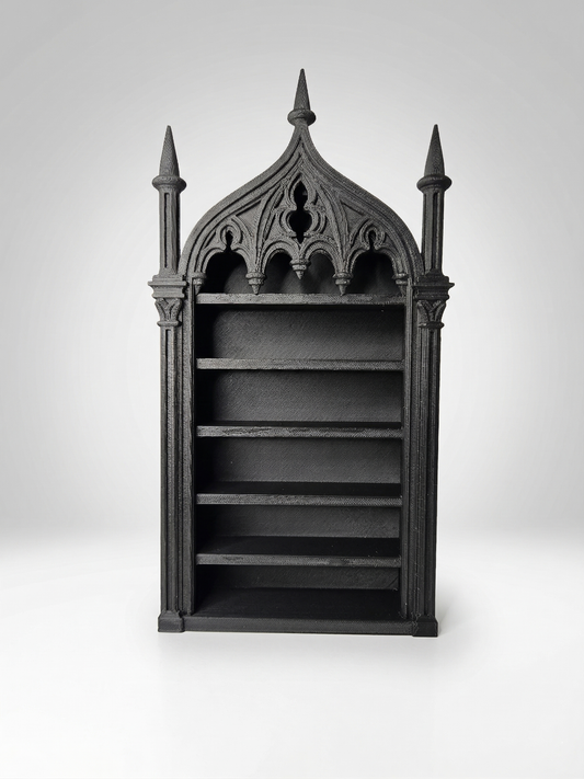 Gothic Cathedral Shelf – Witchy Home Decor – 3D Printed Matte Black Trinket Display