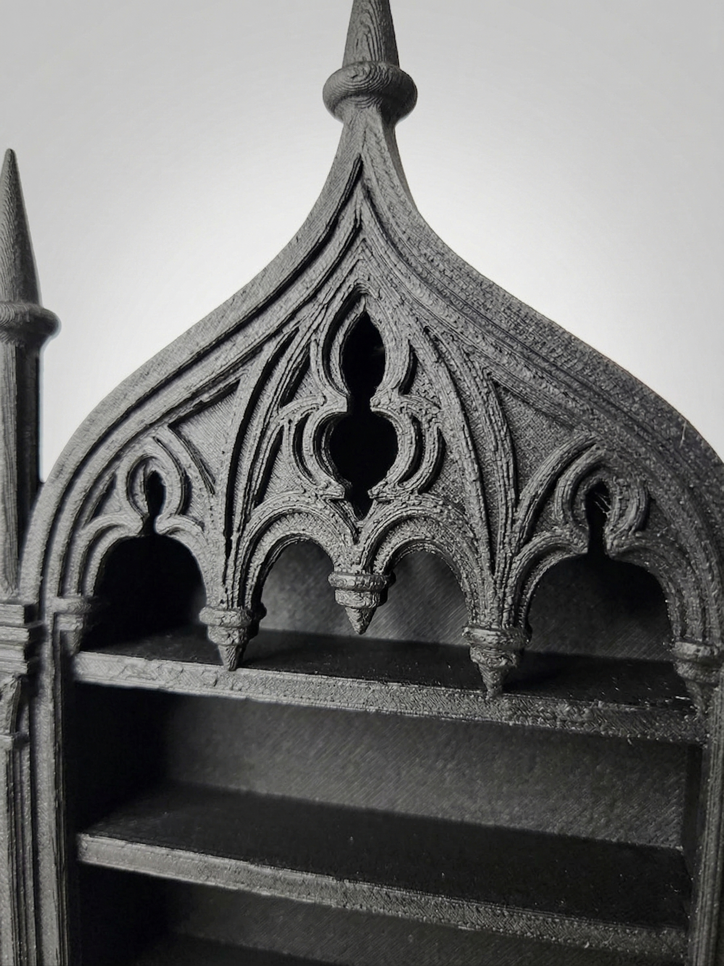 Gothic Cathedral Shelf – Witchy Home Decor – 3D Printed Matte Black Trinket Display