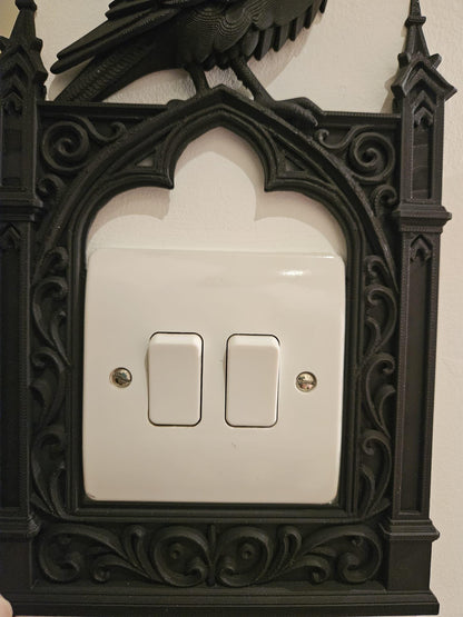 3D Printed Raven Gothic Arch Light Switch Surround | Frame – Ornate Crow Decor, UK Fit