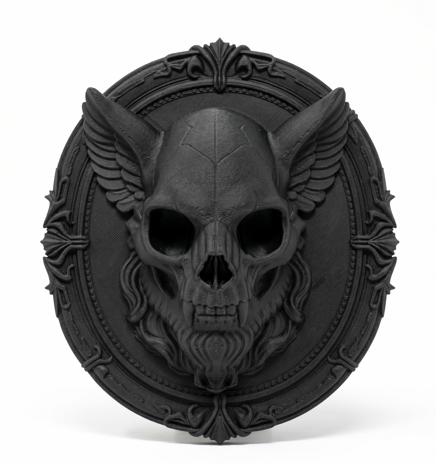 Vampiric Gargoyle Head Wall Plaque | Gothic Skull Wall Decor | Winged Demon Skull | 3D Printed Gothic Home Decor