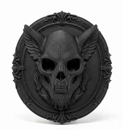 Vampiric Gargoyle Head Wall Plaque | Gothic Skull Wall Decor | Winged Demon Skull | 3D Printed Gothic Home Decor