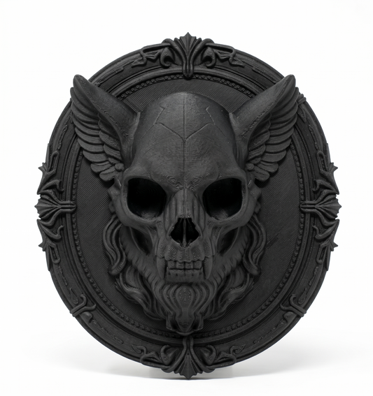 Vampiric Gargoyle Head Wall Plaque | Gothic Skull Wall Decor | Winged Demon Skull | 3D Printed Gothic Home Decor