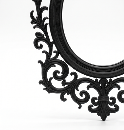 Gothic Bat Frame | 3D Printed Baroque Oval Wall Decor | Vampiric Mirror Frame