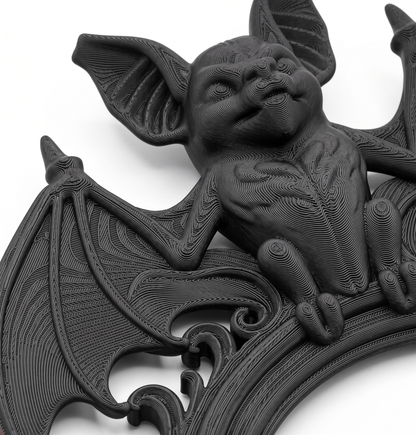 Gothic Bat Frame | 3D Printed Baroque Oval Wall Decor | Vampiric Mirror Frame
