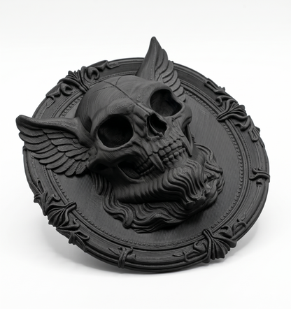 Vampiric Gargoyle Head Wall Plaque | Gothic Skull Wall Decor | Winged Demon Skull | 3D Printed Gothic Home Decor