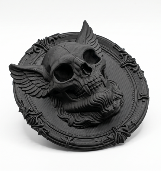 Vampiric Gargoyle Head Wall Plaque | Gothic Skull Wall Decor | Winged Demon Skull | 3D Printed Gothic Home Decor