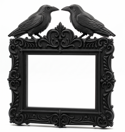 Twin Ravens Gothic Picture Frame | FDM 3D Printed | Dark Victorian Decor