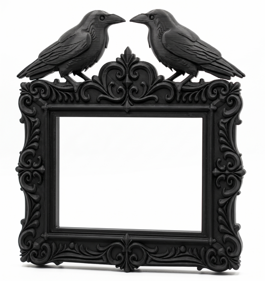Twin Ravens Gothic Picture Frame | FDM 3D Printed | Dark Victorian Decor