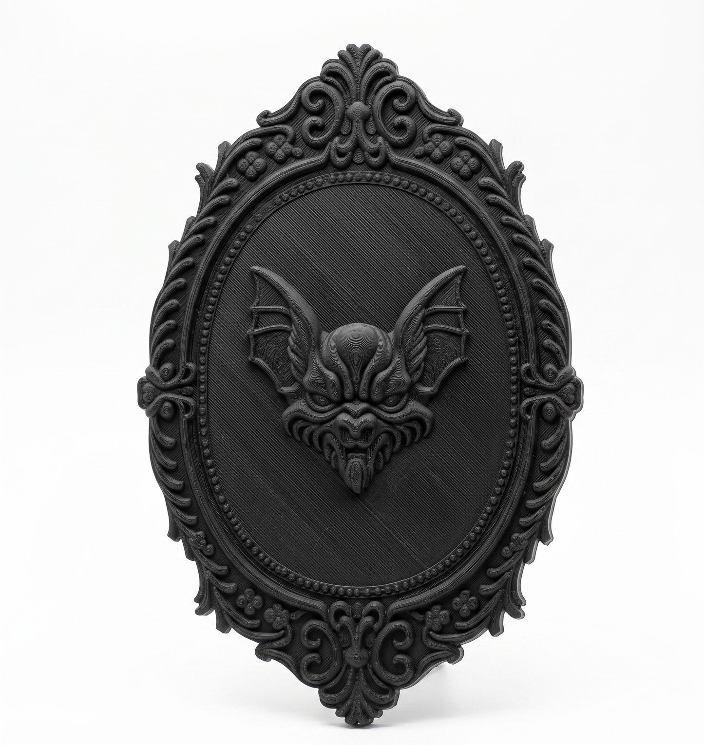 Vampire Bat Wall Plaque | FDM 3D Printed Gothic Oval Frame | Dark Home Decor