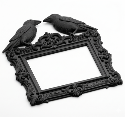 Twin Ravens Gothic Picture Frame | FDM 3D Printed | Dark Victorian Decor