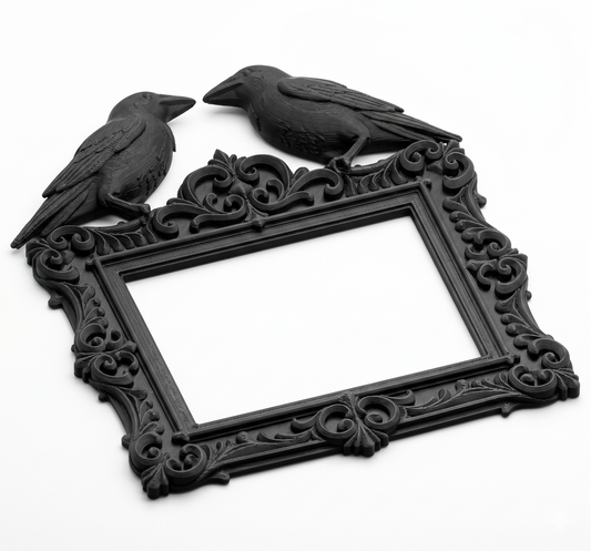 Twin Ravens Gothic Picture Frame | FDM 3D Printed | Dark Victorian Decor