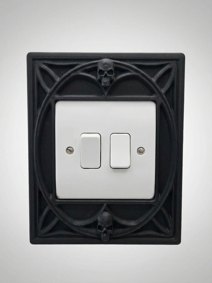 Occult Gothic Light Switch Surround | Frame | 3D Printed Dark Academia Wall Art black silver