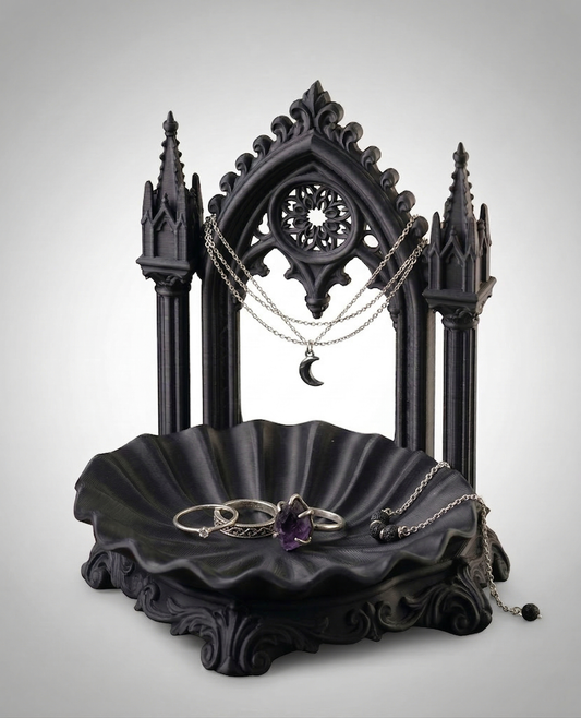 Gothic Rose Window Ring Dish 3D Printed | Cathedral Jewelry Tray | Dark Academia Decor | Gothic Gift