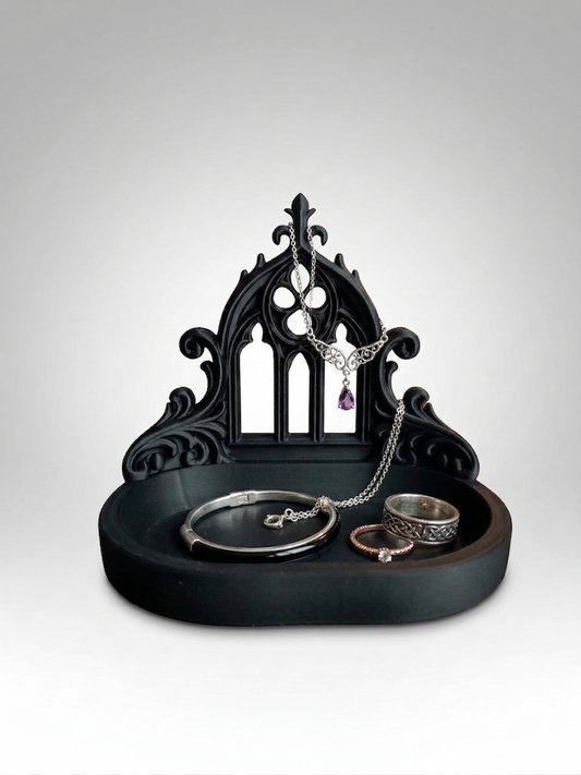 Gothic Cathedral Jewelry Tray 3D Printed | Dark Academia Vanity Tray | Gothic Desk Organizer | Witchy Decor