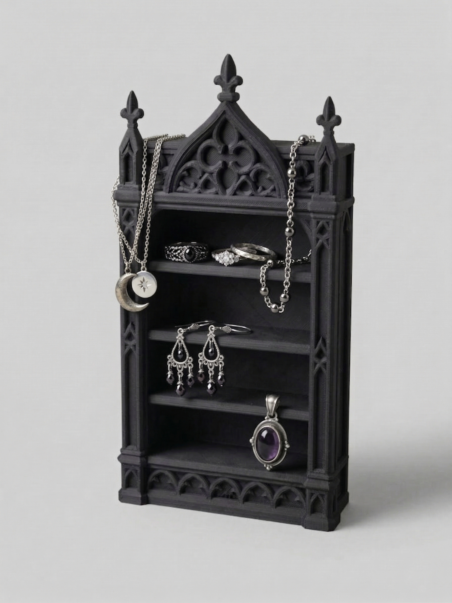 Gothic Cathedral Shelf 3D Printed | Crystal & Jewellery Display | Witchy Altar Decor | Dark Academia Gift
